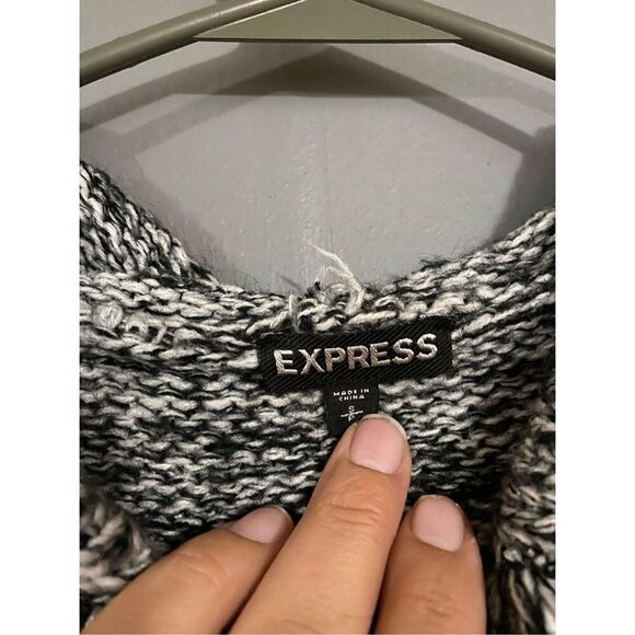 Express Hooded Poncho Mohair Wool Blend Black/White Size S - Picture 5 of 5